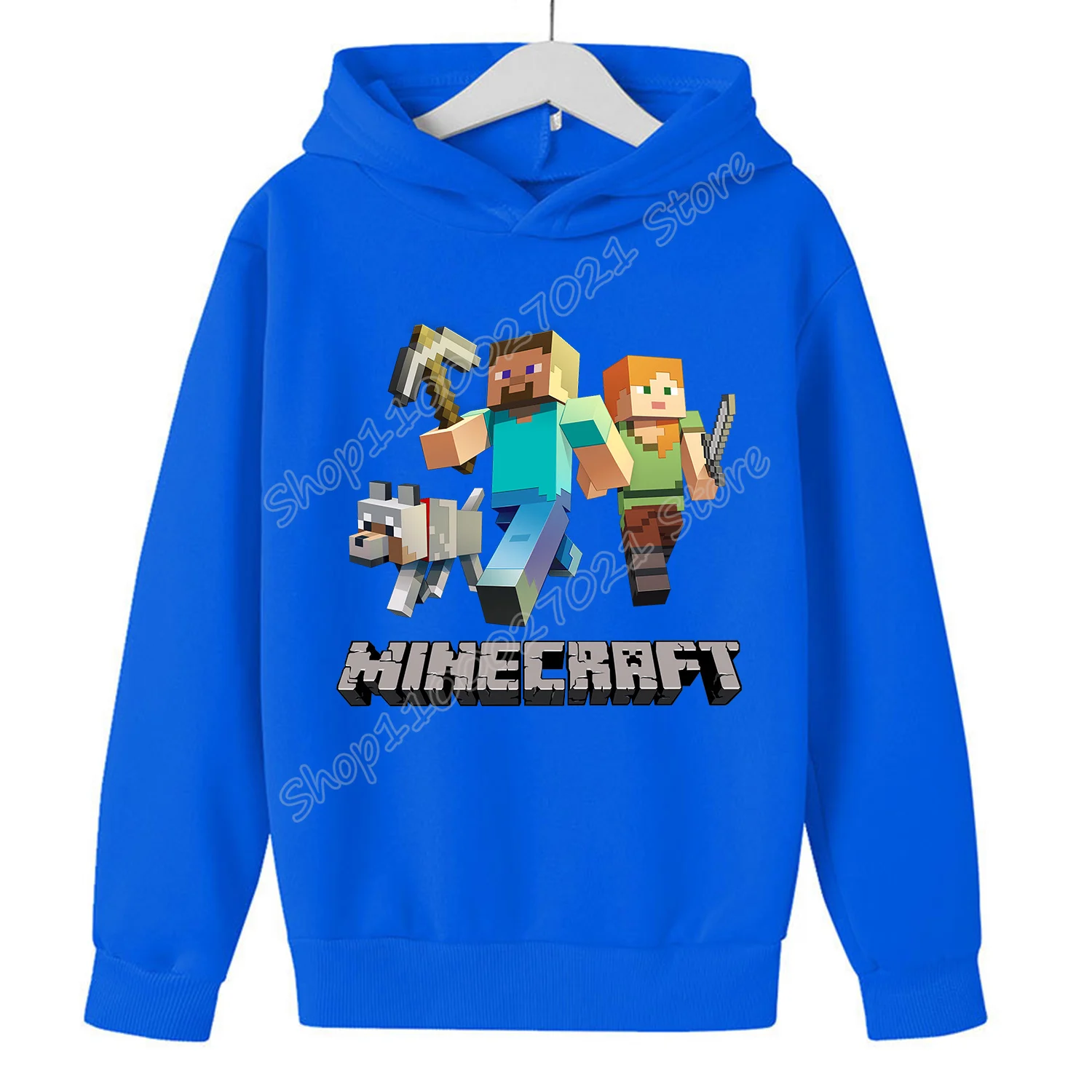 Miner Crafting Pixel Hoodies Children New Fleece Sweatshirt Y2k Trendy Hot Game Caftan Cartoon Pattern Clothes Clothing Kid Gift