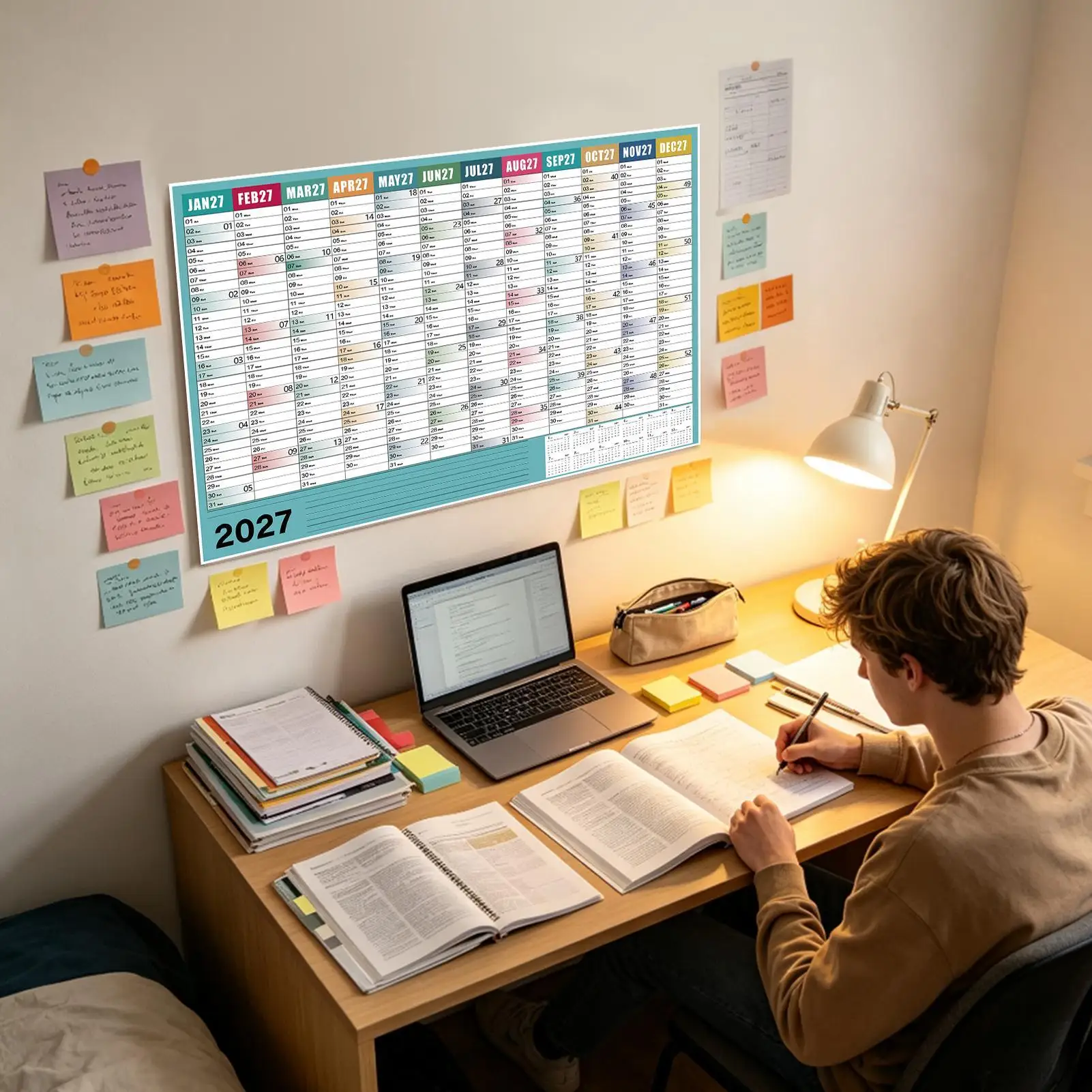 Calendar Wall 2027 New Yearly Daily Schedule Planner Sheet Paper 365 Day Plan Annual Hanging Planning Weekly Agenda Pad