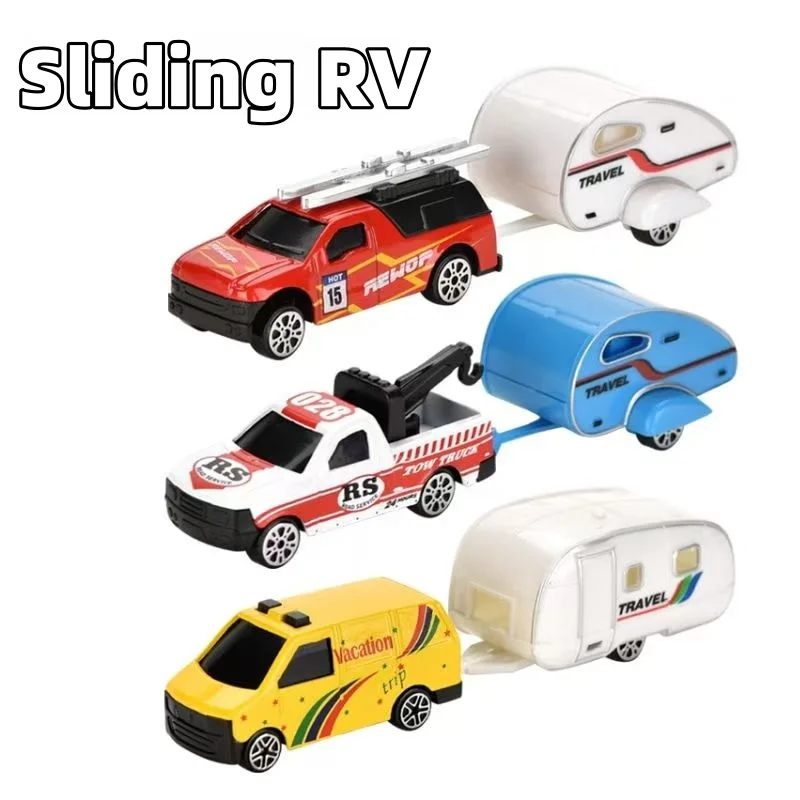 Trailer off-road pick-up RV-model legering trek kinderspeelgoed simulatie camping kleine vrachtwagen speelgoedjongen