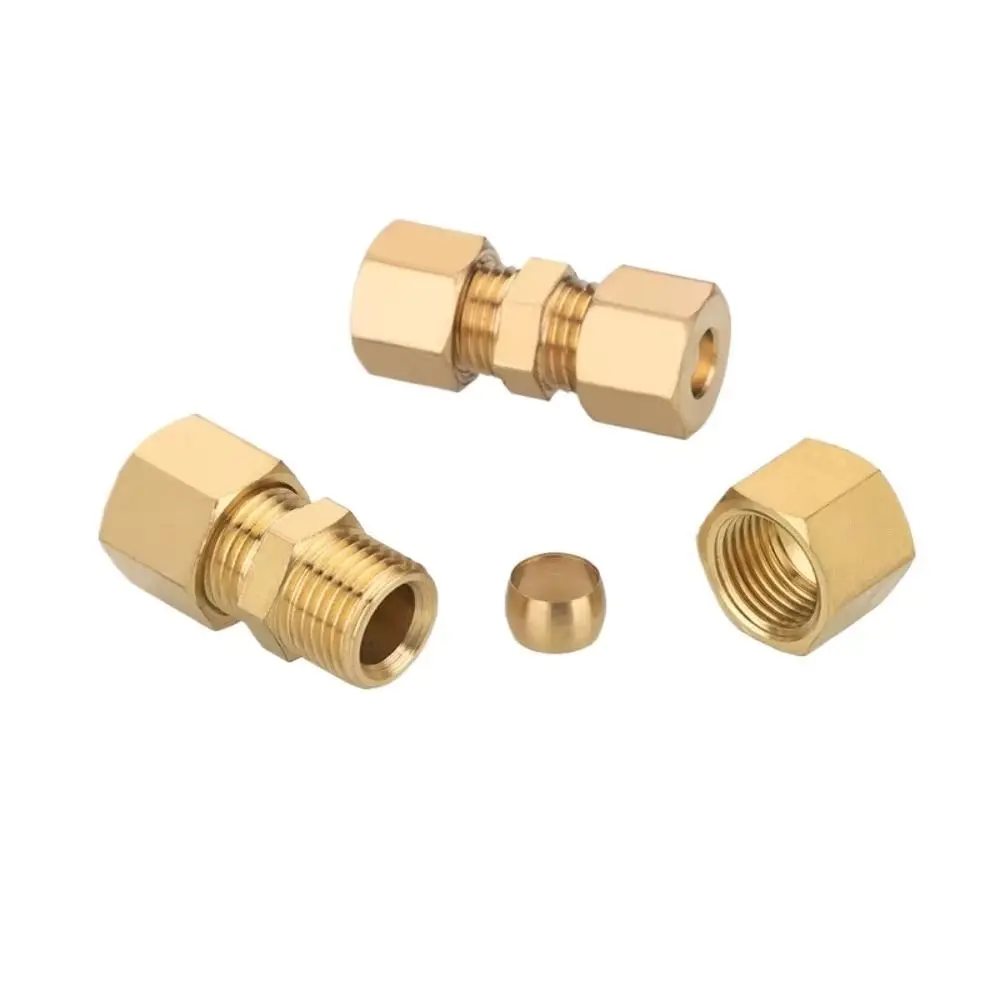 Adapter Brass Brass Compression Fitting Straight Multiple Sizes Tube Fitting Connector Straight Coupling