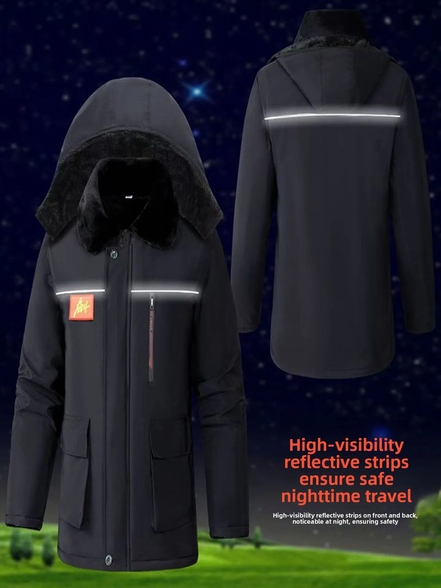 

Men's Thiened Fce Lined Cotton Jaet Waterproof Camouflage Workwear Winter Coat Stand Fit Youth Faion Bomber Jaet