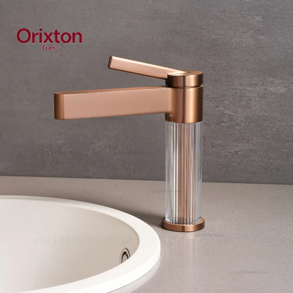 Yellow Bathroom Basin Faucet Acrylic Brass Cold Hot Water Sink Tap