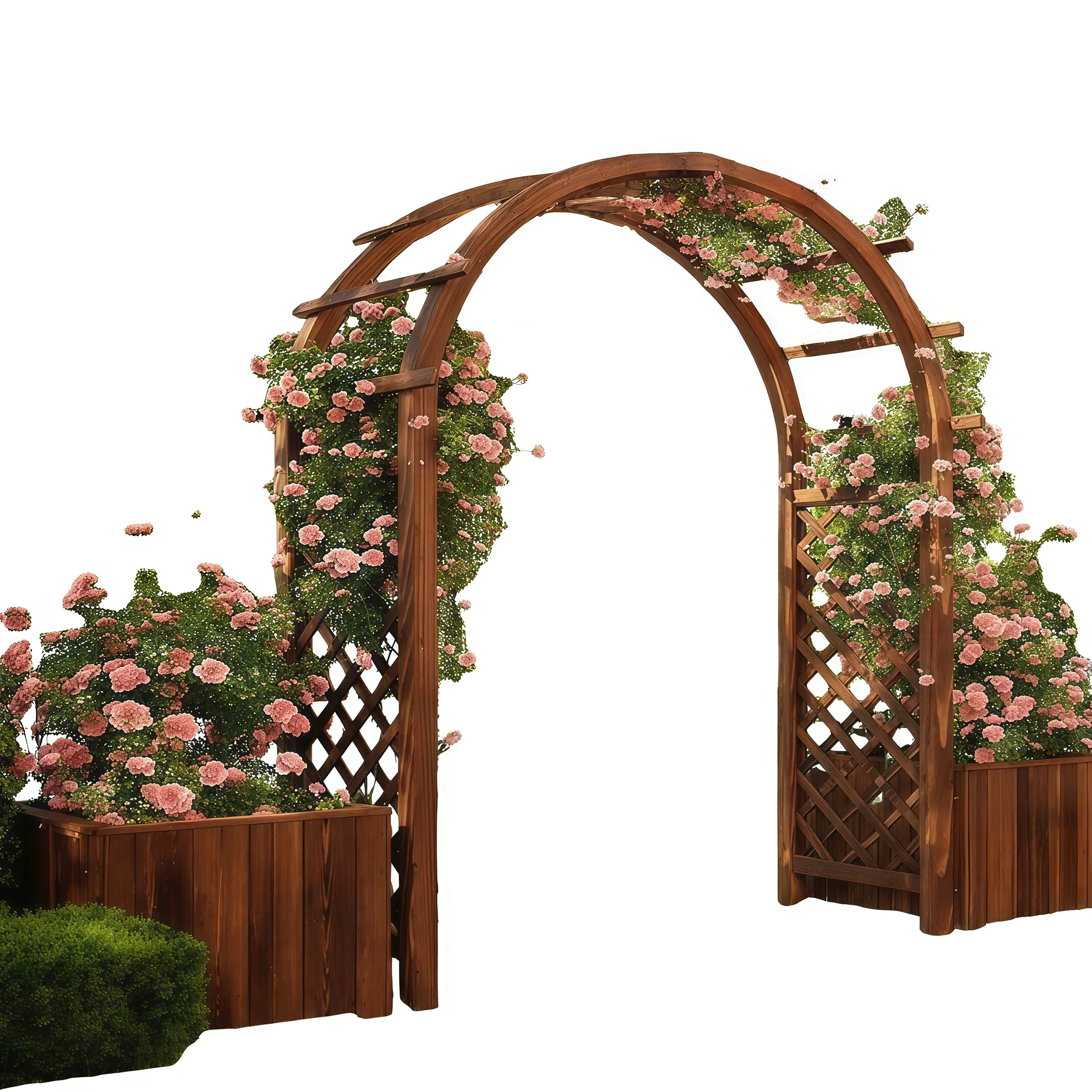Outdoor preservative wooden arched flower stand garden climbing plant support arch for rose vines and grapes
