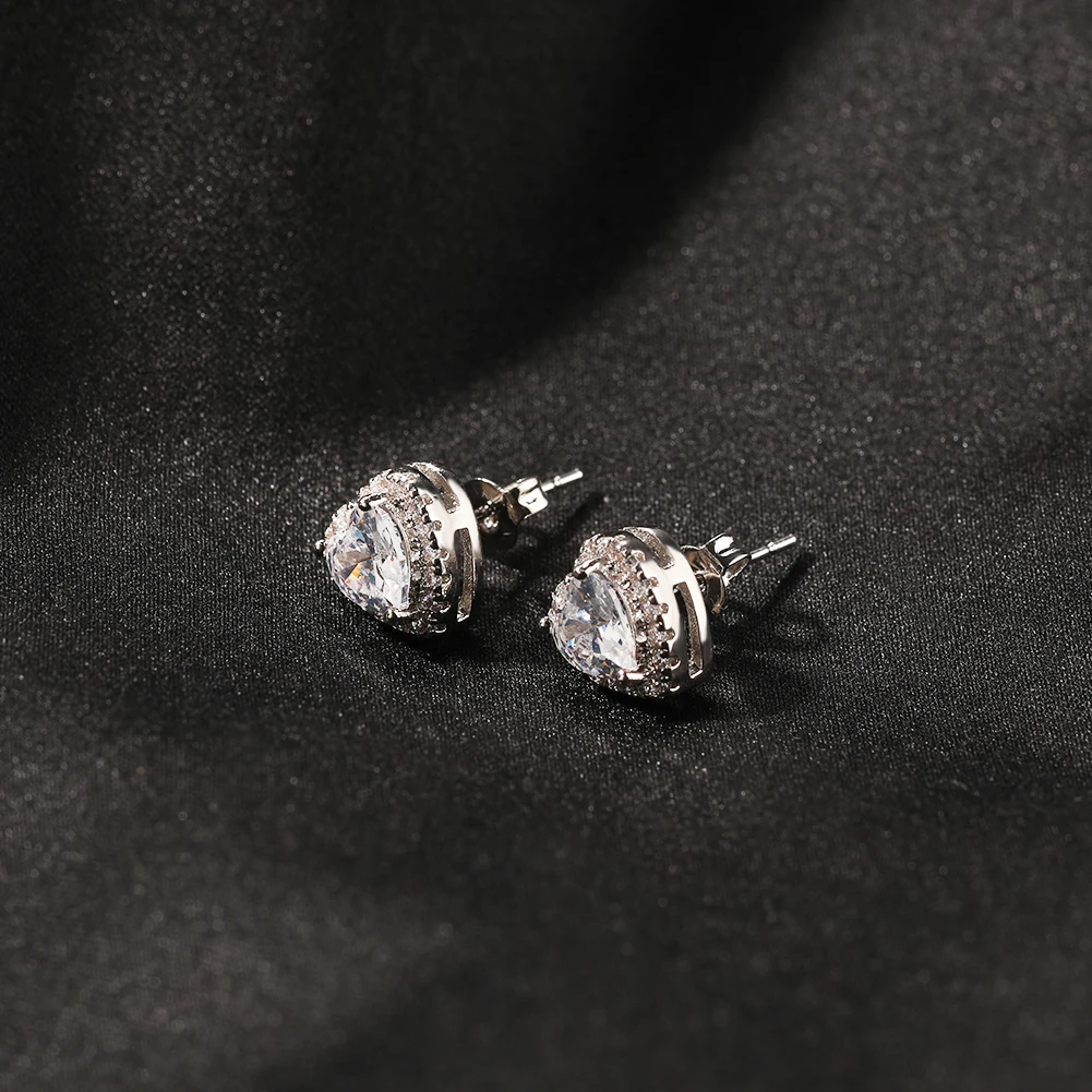 TBTK  Heart Shaped Earring Micro Paved Clear Cubic Zirconia Elegant Simple Earring Luxury Jewelry Gift For Women Girl image 4