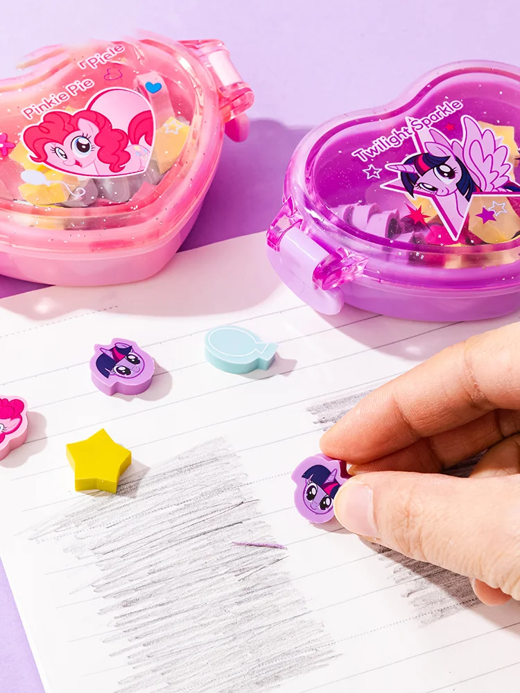 Miniso Polly Pony Box Eraser for Primary School Creative Stationery Girl Heart Small Eraser Words Clean and No Crumbs Girl Gift