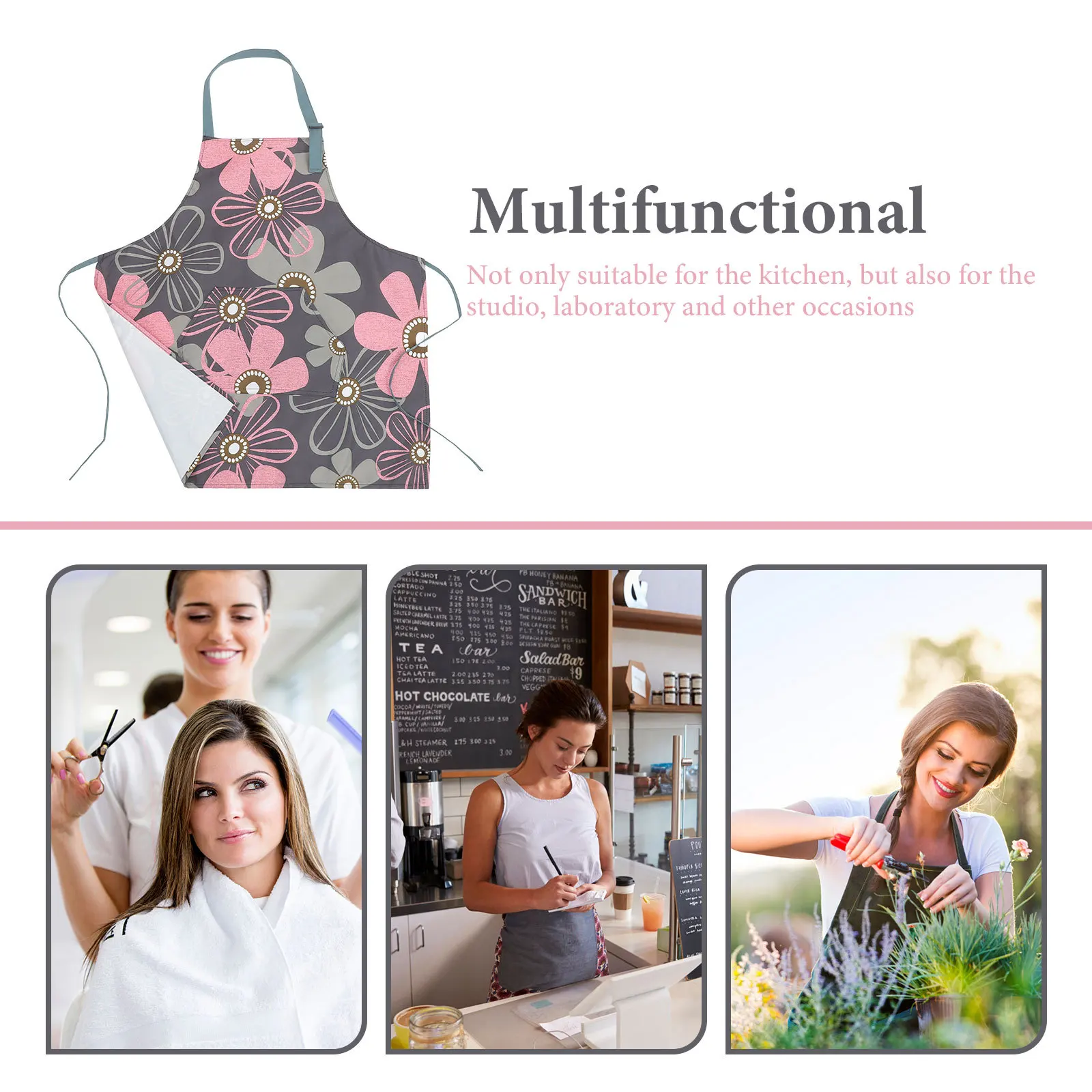 

Waterproof Apron for Women with Large Pocket Kitchen Cooking Baking Tool Storage Adjustable Fashionable Household Protective