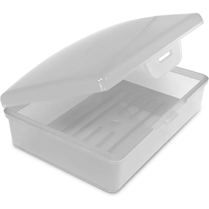 صندوق صابون للسفر مع غطاء - أبيض شفاف - مثالي للسفر أو صالة الألعاب الرياضية أو التخزين. صنع في الولايات المتحدة الأمريكية. شحن سريع #1