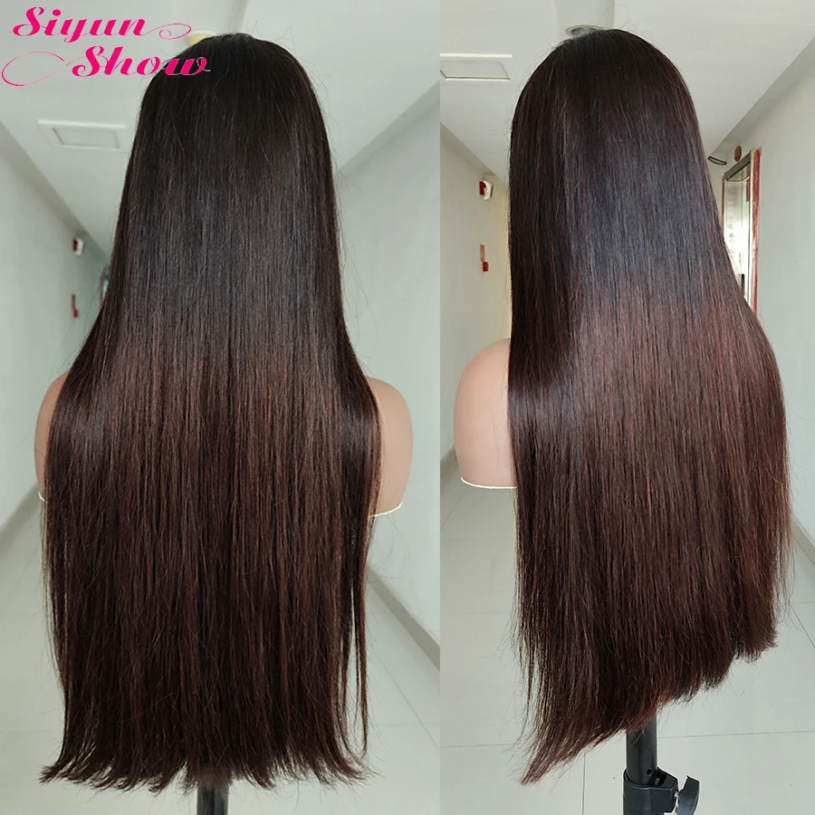 Raw Vietnamese Super Double Drawn Bone Straight Bob Wigs Ombre Brown HD Transparent Lace Frontal Human Hair Wigs Bleached Knots