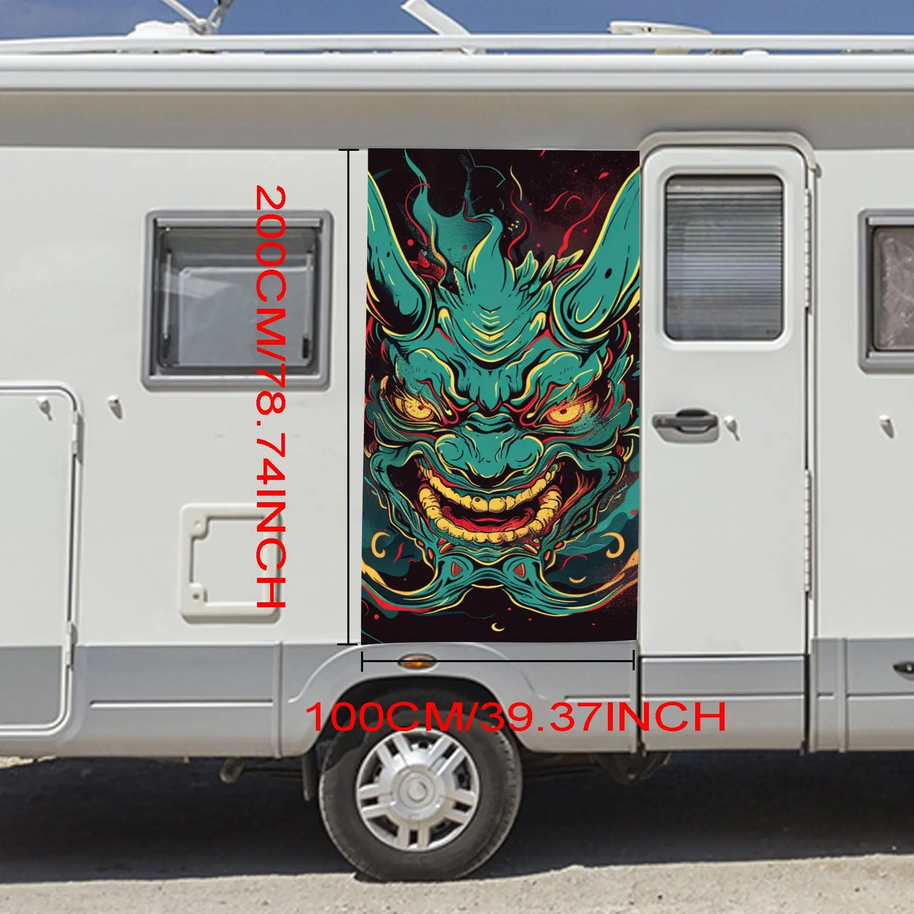 Devil Head Punk Motorhome Car Door Sticker PVC Self Waterproof Stick, Striking Auto Exterior Accessories Decor Protect Gift for