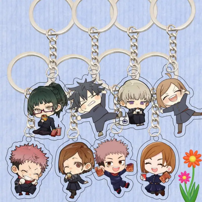 Anime Acrylic Key Ring for Jjk Maki Zenin Toge Inumaki Megumi Fushiguro Nobara Kugisaki Creative Cartoon Car Key Pendant Gift