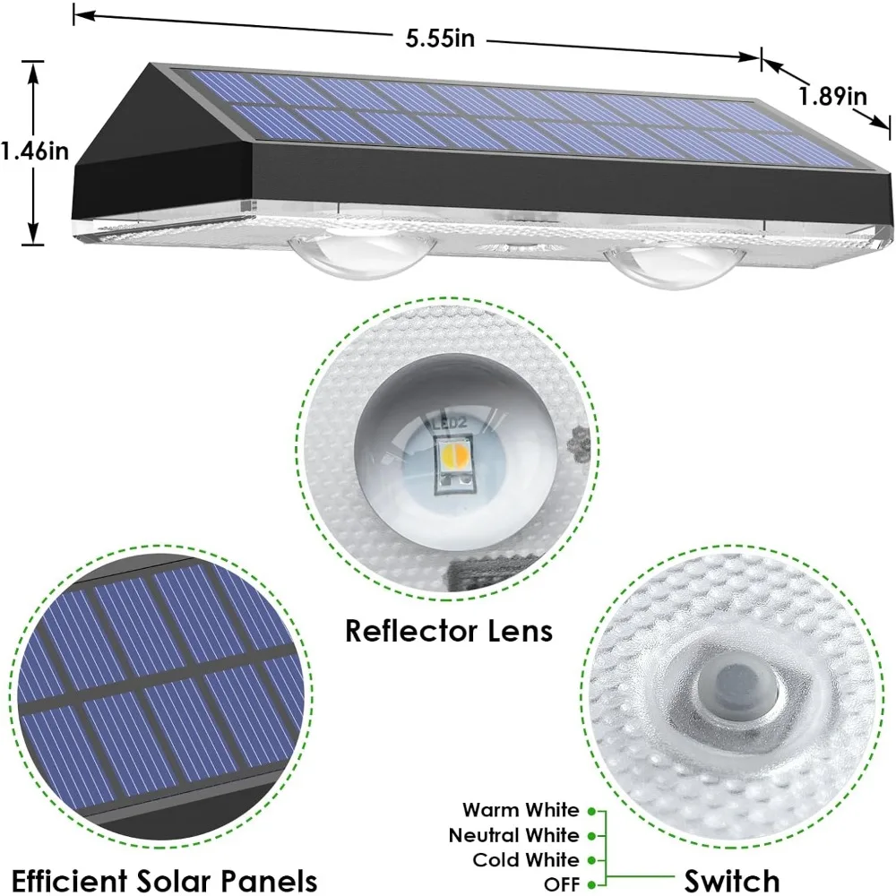 Luci per recinzione solare Outdoor - 3 Mode, luci solari per recinzione impermeabile IP65 per esterni, luci solari per esterni (confezione da 8)