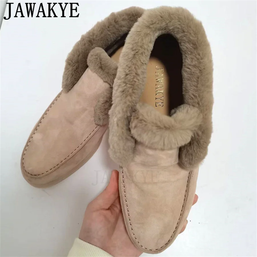 New High Top Wool Ankle Boots Women High Quality Top Comfort Furry Fur Shoes Winter Luxury Designer Flat Winter Shoes