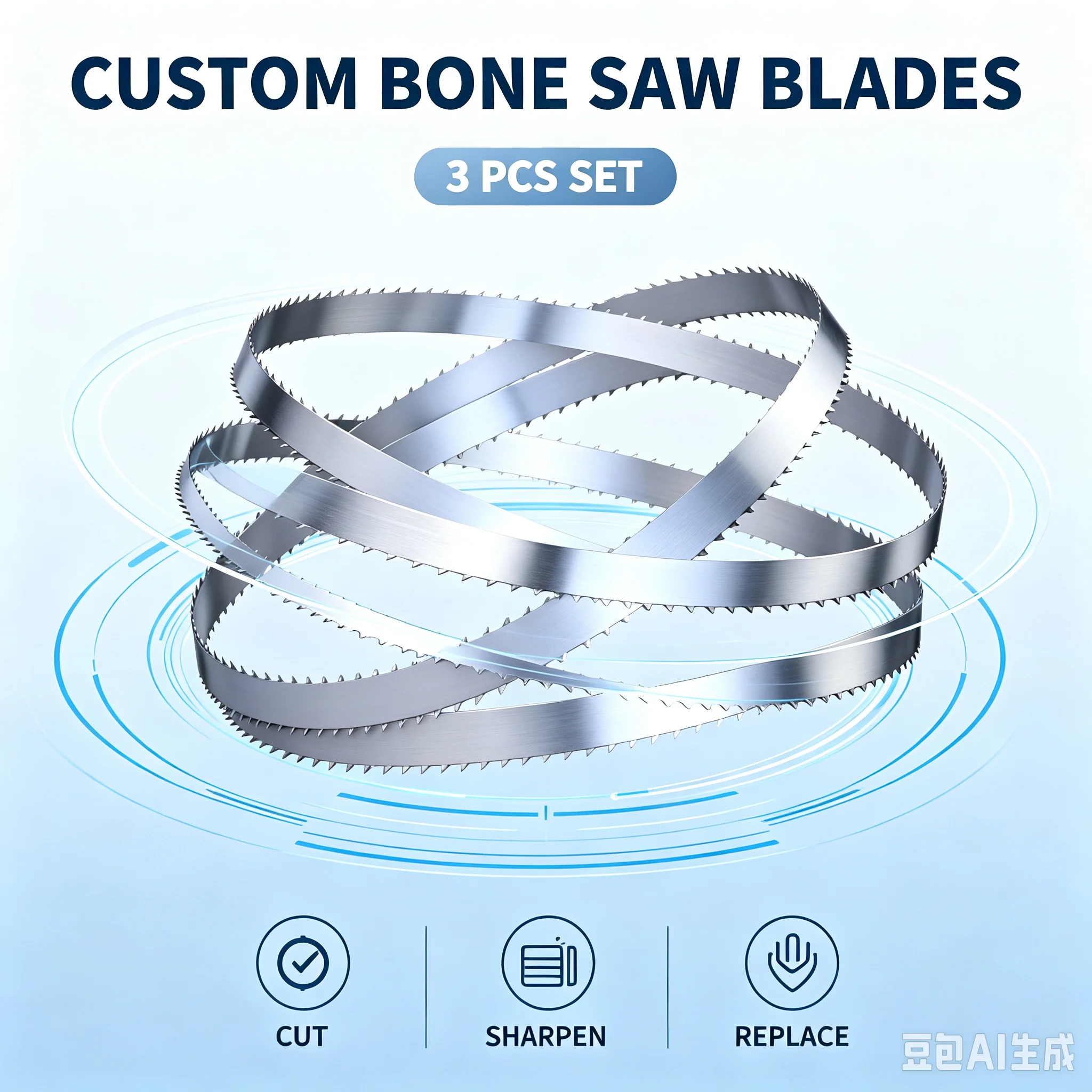 3Pcs Bone Saw Blade Meat Cutting Band Saw Blade Custom Size Stainless Steel For Frozen Bone Meat Saw Machine