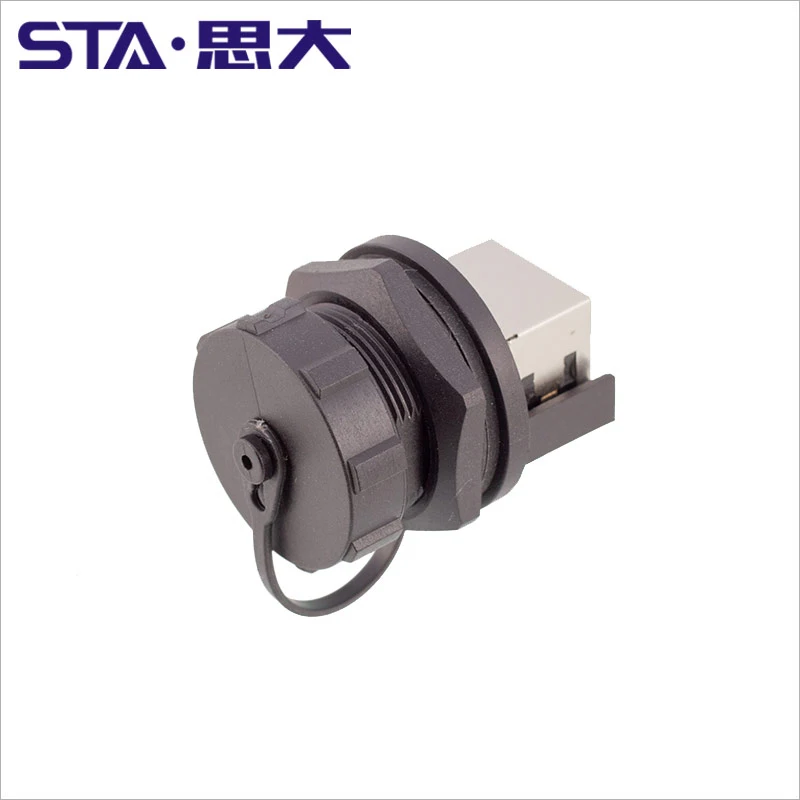 RJ45 Industrial Ethernet Connector E13606 CAT5e CAT6A 8P8C with cap Equivalent Amphenol RJ45 Adapter