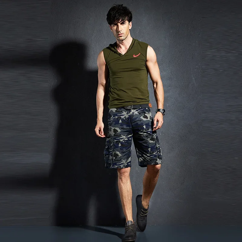 Summer Men's Camo Military Cargo Shorts Outdoor Climbing Beach Sports Multi Pocket Short Trouser Training Hiking Tactical Shorts