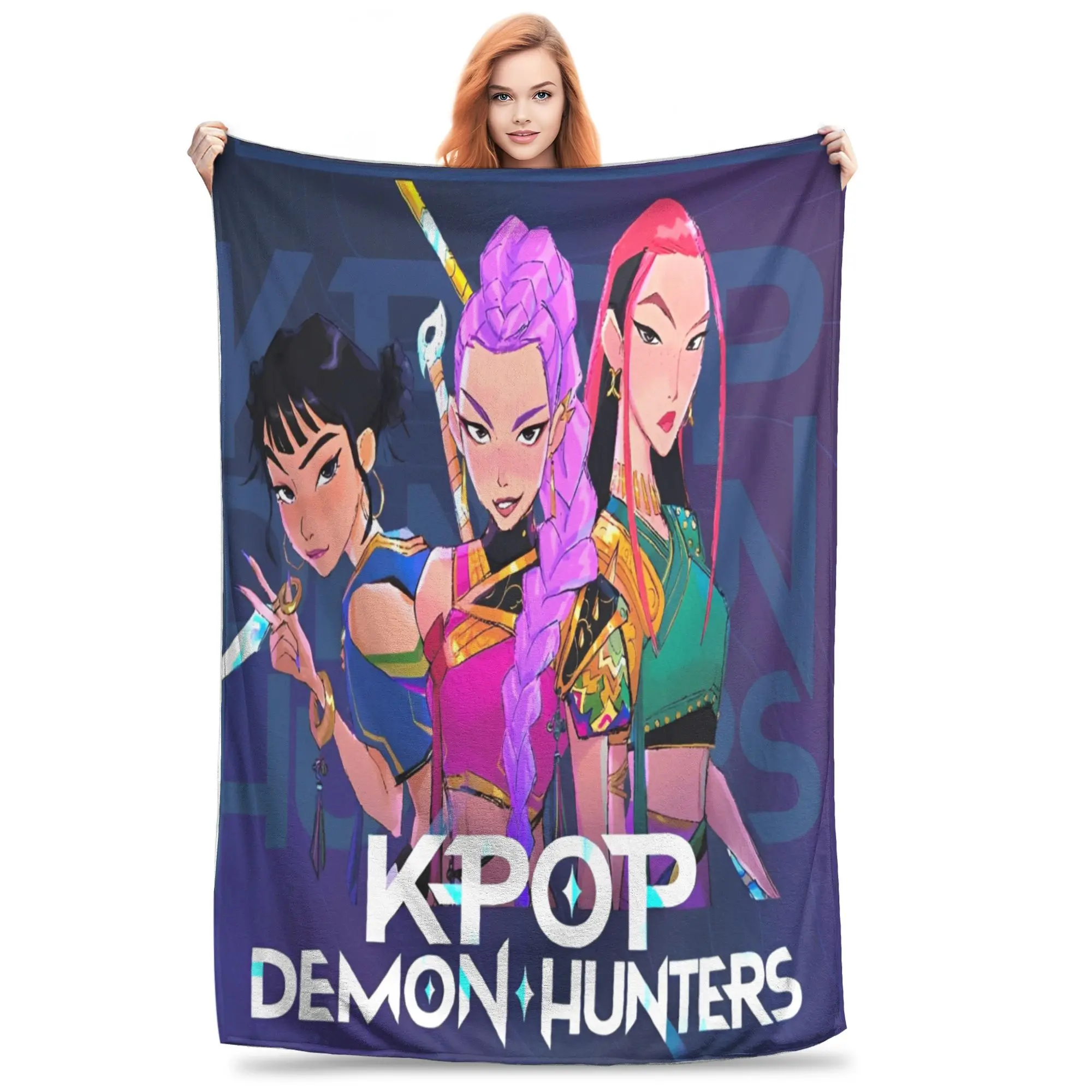 

Relax KPop Demon Hunters Huntrix Blanket Accessories Bedding Decorative Throws And Blankets Lightweight Flannel for Office