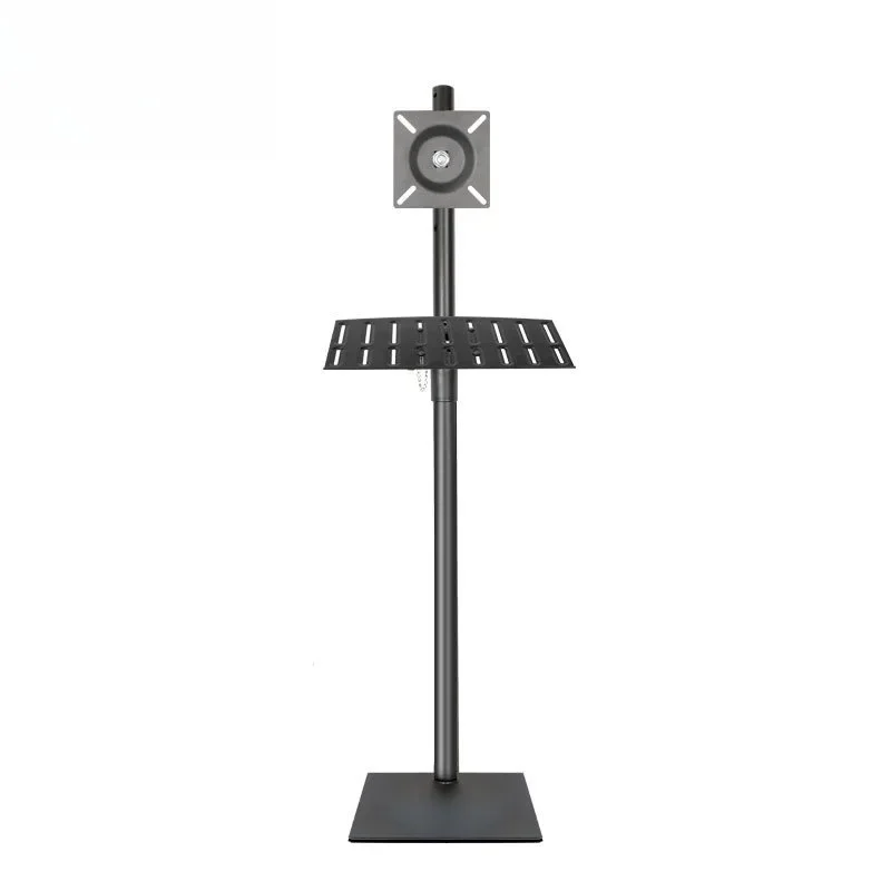 Monitor heightened floor bracket single screen, with tray touch screen base retractable 360 degree rotating hanger