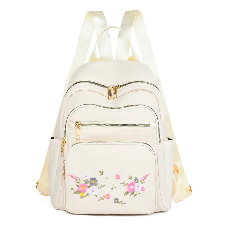 Waterproof Oxford Women Backpack Fashion Casual Embroidery Bag Designer Female Large Capacity Travel Handbag Shopping Knaps