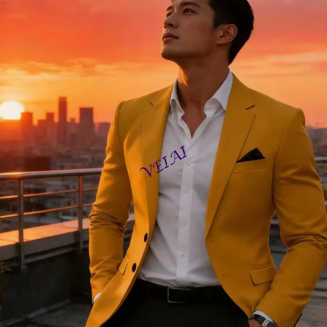 

Мужской однотонный пиджак в стиле смарт-кэжуал для свадьбы и бизнеса, смокинг, официальный пиджак для жениха, элегантный костюмный пиджак