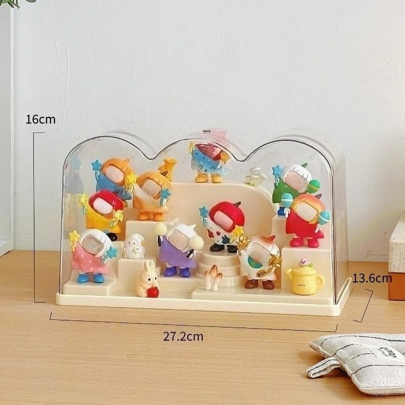Creative Ladder Clear Dustproof Blind Box Display Box Desk Figure Storage Rack Multi-layer Stepped Design Transparent Dust Cover