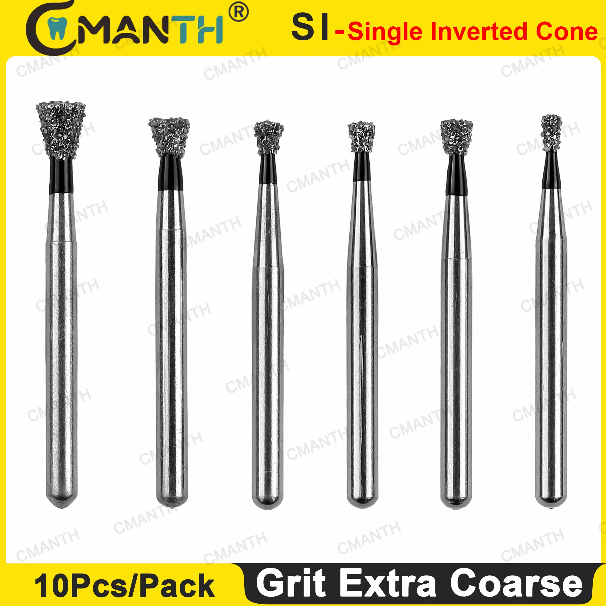 

Dental Diamond Burs FG 1.6mm Bur Drill Grit Extra Coarse SI Single Inverted Cone Fit High Speed Handpiece Handle 10Pcs/Pack