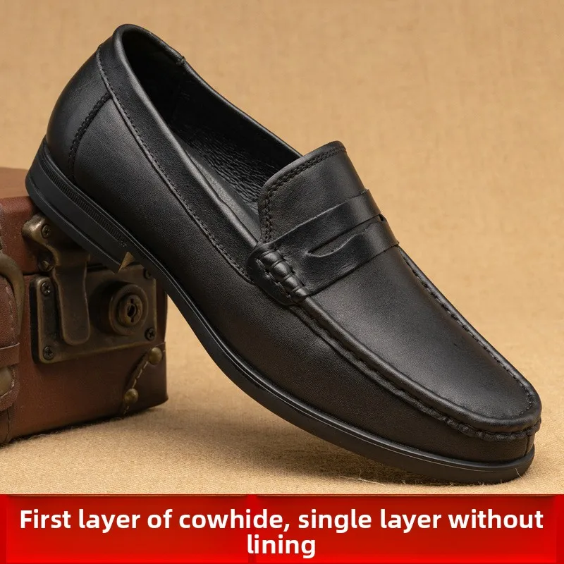 

Top Layer Cowhide Business Leather Shoes Low Cut Men's Shoes Comfortable Soft Sole Summer Men's Loafers New Casual Shoes for Men