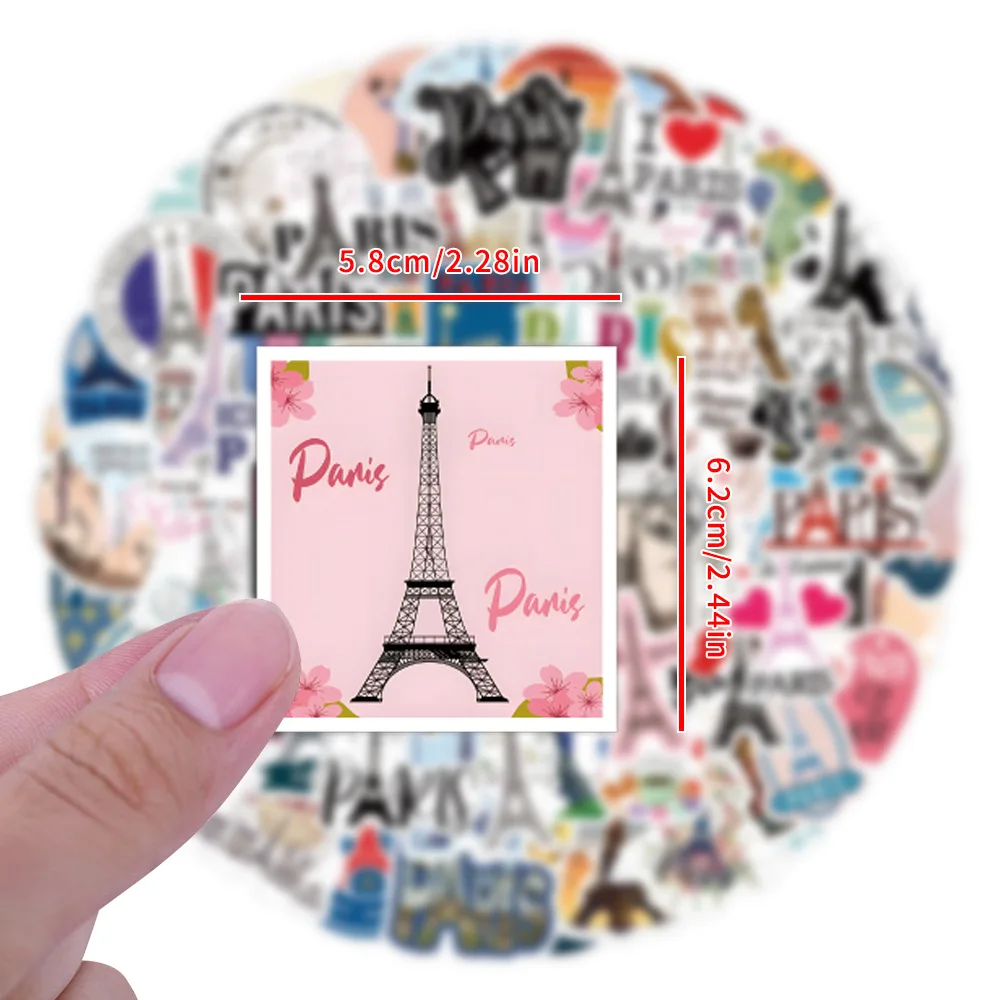 10/30/55/110PCS Cartoon France Paris Eiffel Tower Sticker Graffiti Decoration Water Cup Luggage Computer Waterproof Decal Toy