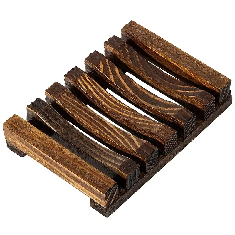 Natural Carbonized Pine Wood Soap Dish - Drain Water Rack Bamboo Soap Holder Wholesale Shavor Soap Bowel