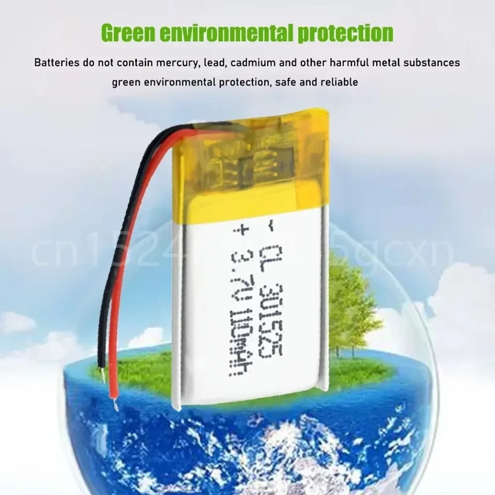 بطارية ليثيوم أيون 3.7 فولت 110 مللي أمبير 301525   بطارية ليثيوم بوليمر قابلة لإعادة الشحن لتحديد المواقع GPS MP3 MP4 سمّاعات بلوتوث LED ضوء