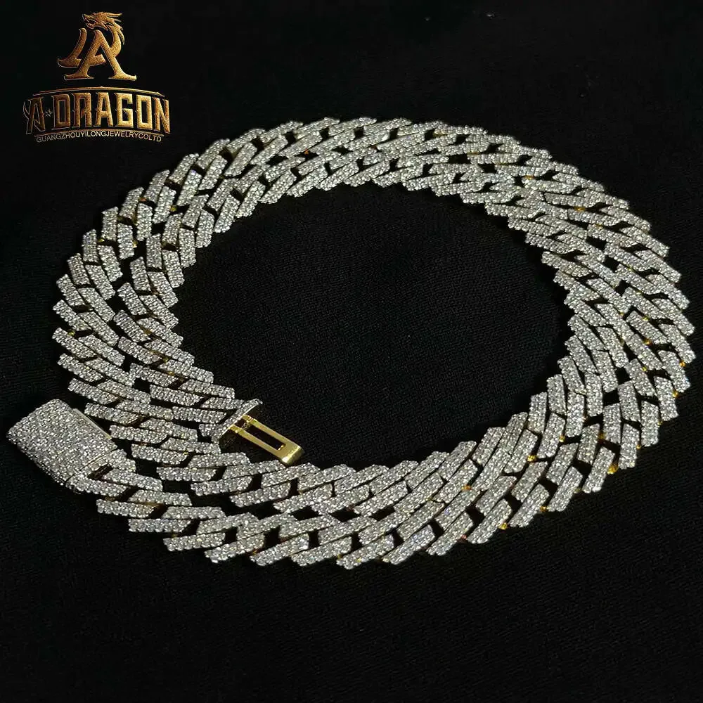 Factory Custom Real 10k 14k Gold Vvs Moissanite Diamond Cuban Chain Necklace Iced Out Men Fine Jewelry 18mm 19mm 20mm 22mm