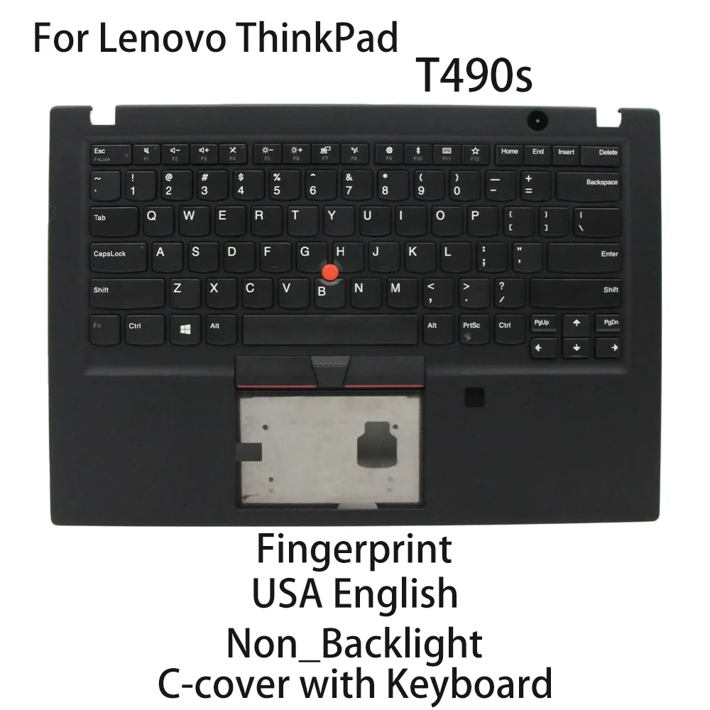 New For Lenovo ThinkPad T490s Laptop C-cover with Keyboard USA English Non_Backlight Fingerprint FRU:02HM424 02HM460