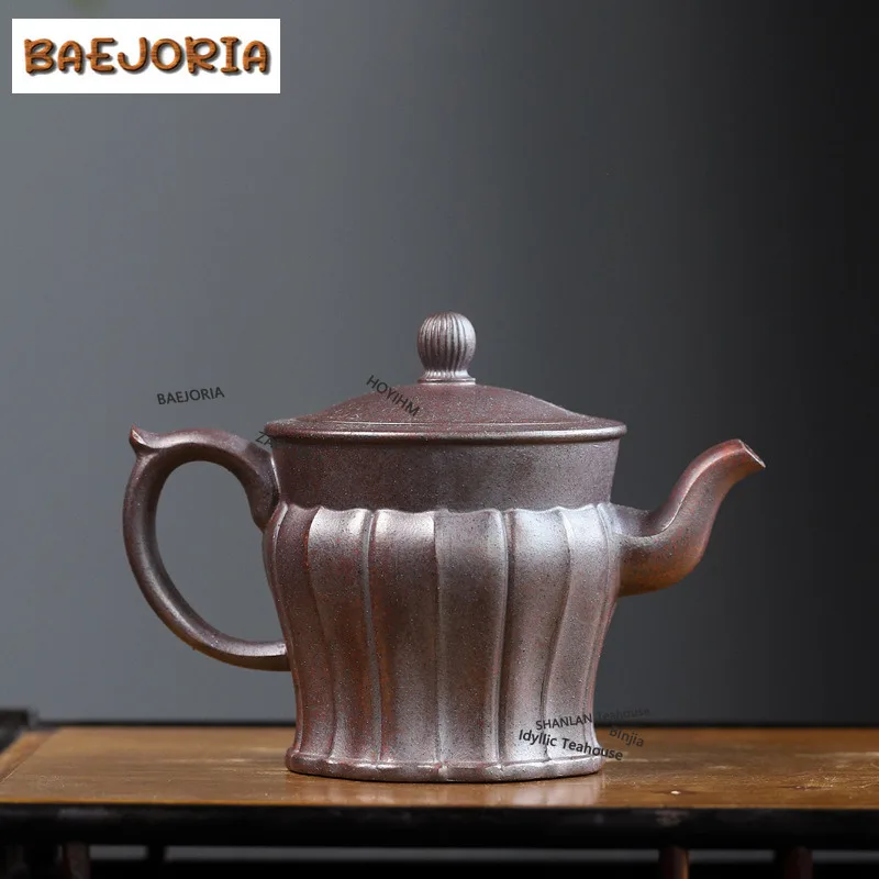 BAEJORIA 230ml Exquisite Yixing Purple Clay Teapots Handmade Palace Lantern Pot Raw Ore Section Mud Kettle Zisha Tea Set