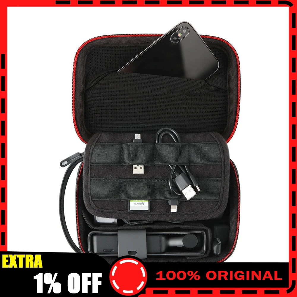 PGYTECH Action Camera Carrying Case Mini Portable Protective Hard Shell Storage Bag with Dividers for Camera Battery Accessories