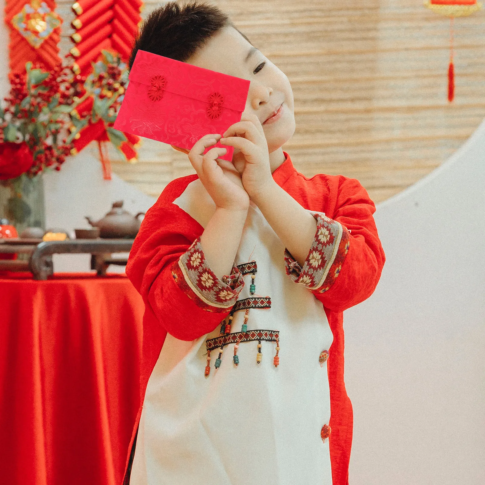 1Pcs Cloth Red Envelope Lunar New Year Red Packet Creative Chinese Style Money Storage Packet Sturdy Fade Resistant Festive Gift