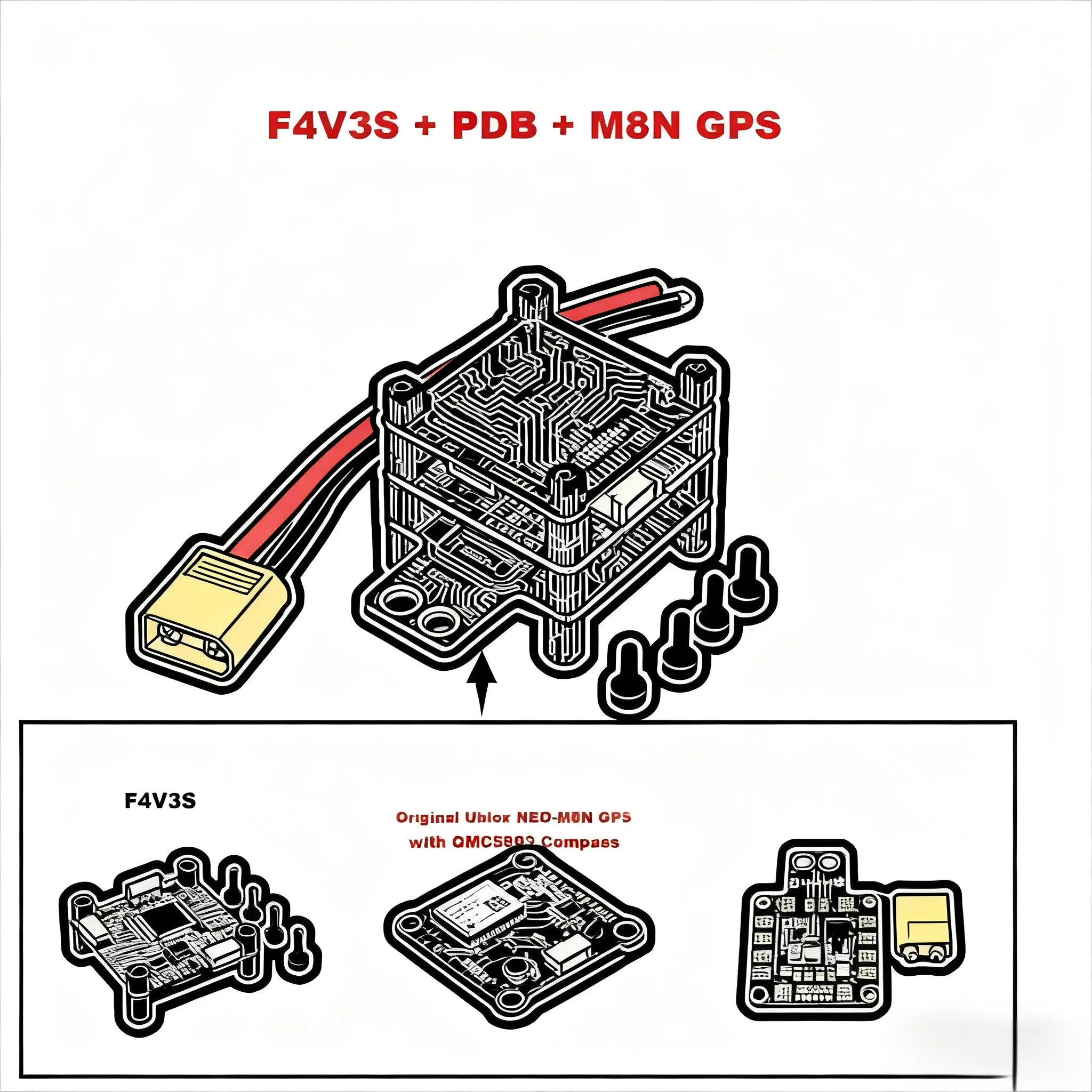 

F4 V3 F4 V3S M8N GPS LC Betaflight Плата контроллера полета Барометр OSD TF BN880 Квадрокоптер RC Дрон FPV Racing
