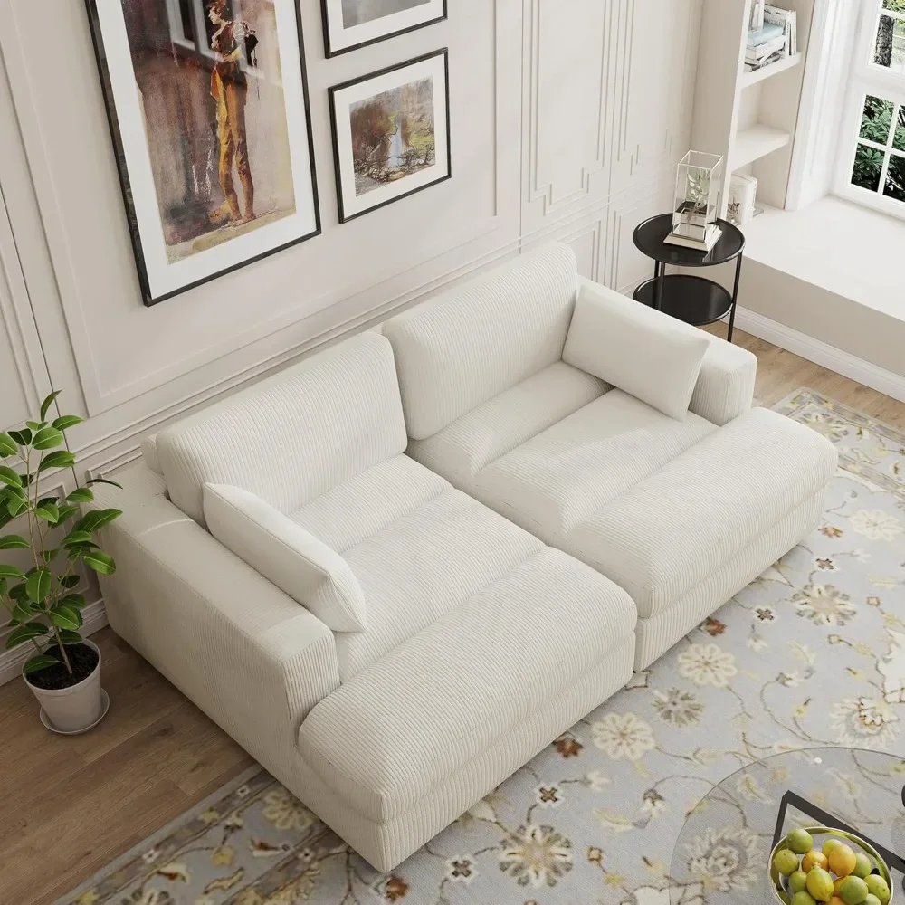 

Oversized Loveseat Recliner, 84 Inch Upholstered Sofa Bed Corduroy Indoor Recliner Seat Solid Wood Sofa with Washable Cover