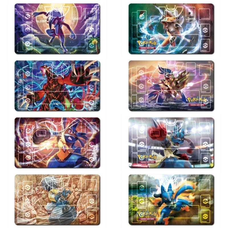 Pokemon Self Made Lucario Landorus Hawlucha Game Characters Gift Toy Classic Series Cards Pad Rubber Collection Card Dueling Mat