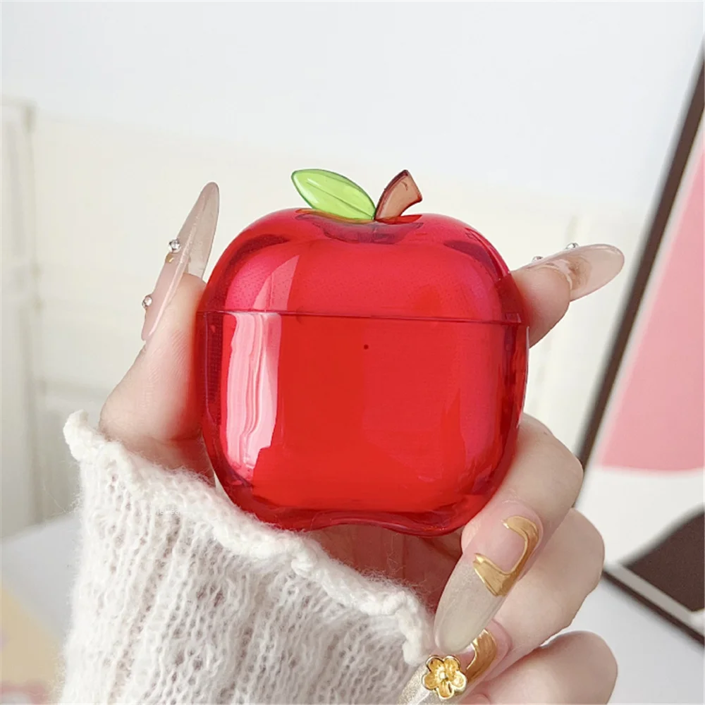 New Translucent Apple Shape Headphone Case TPU Gold Silver Red Green for Airpods Pro 1/2/3 4
