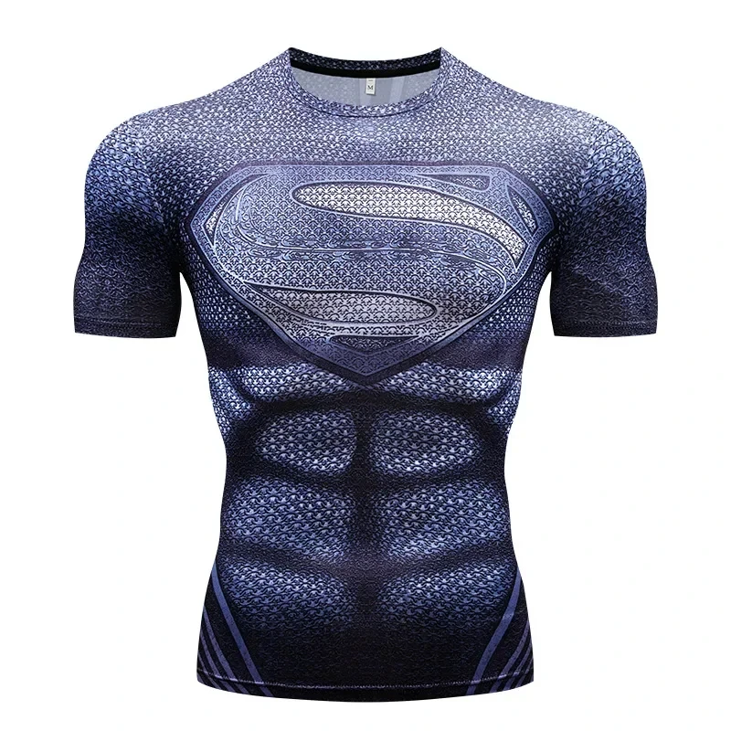 2024 Men\'s Summer Leisure Sports and Fitness T-shirt with 3D Printing, Lightweight and Breathable Quick Drying Fitness Suit