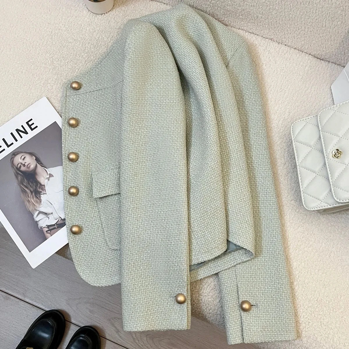 2024 Spring New Green Fashionable Fragrant Style Suit Coat Women's High Quality Blazers