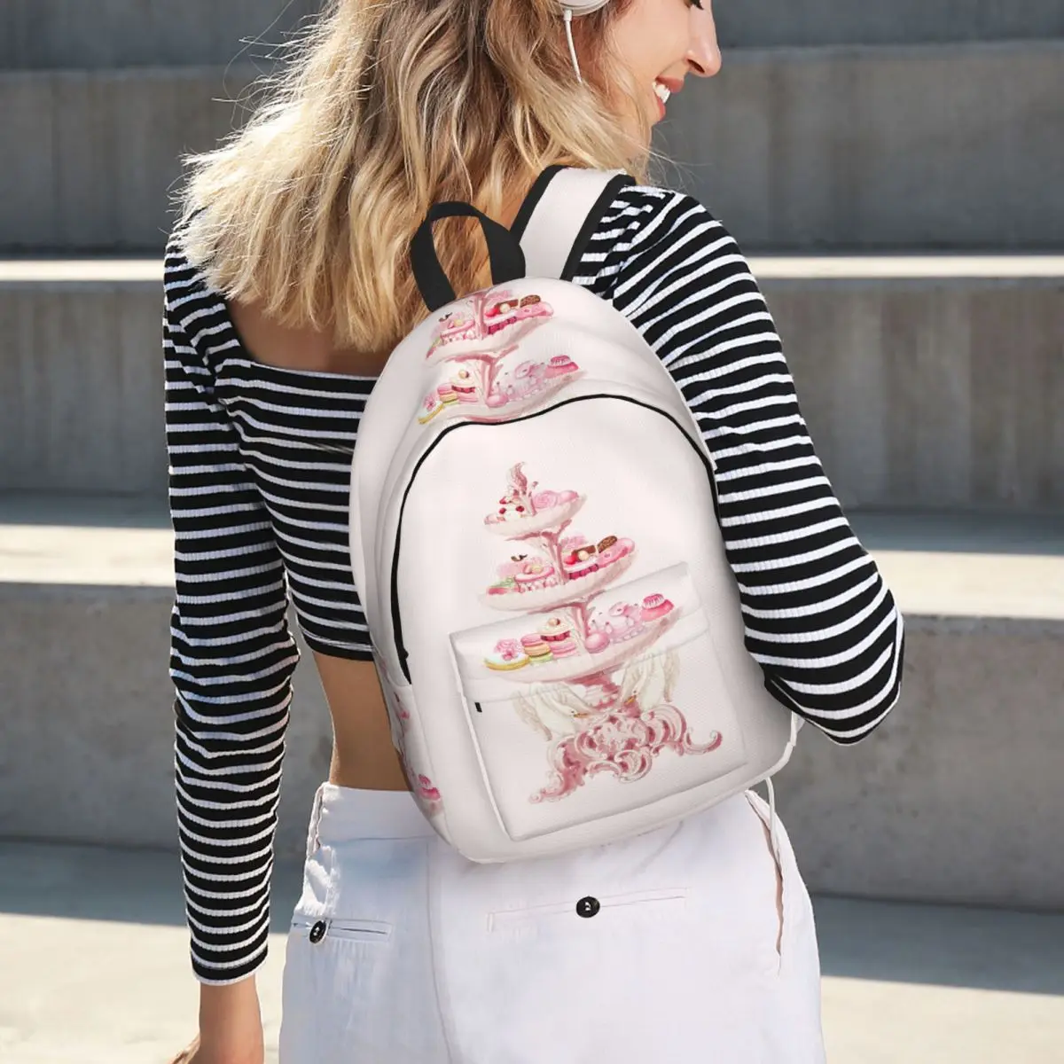 Let Us Eat Cake, Marie Antoinette Cake Stand Student Backpack School Bag Hiking Travel Daypack Fashion Bookbag Shoulder Bags