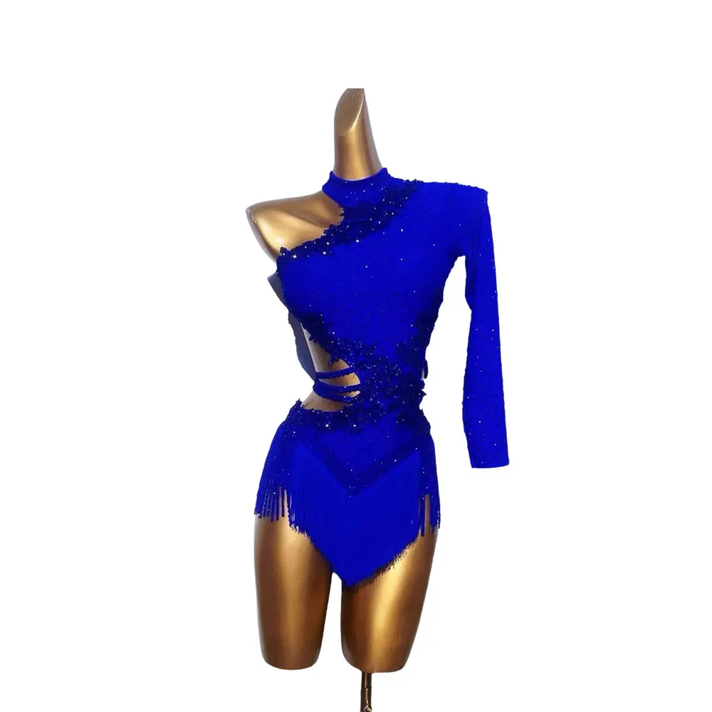 Latin Dance dress High-end Custom Full Diamond Waist Hollow Cha Cha Tango Female Adult Stage Professional Clothing