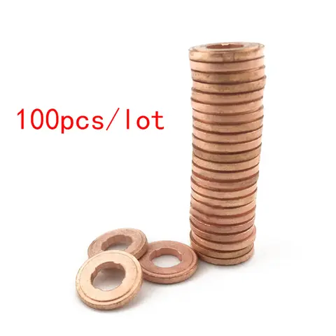100 개/몫 디젤 인젝터 씰링, 디젤 펌프 수리 도구 부품에 대 한 일반 레일 인젝터 노즐 구리 패드 가스 켓