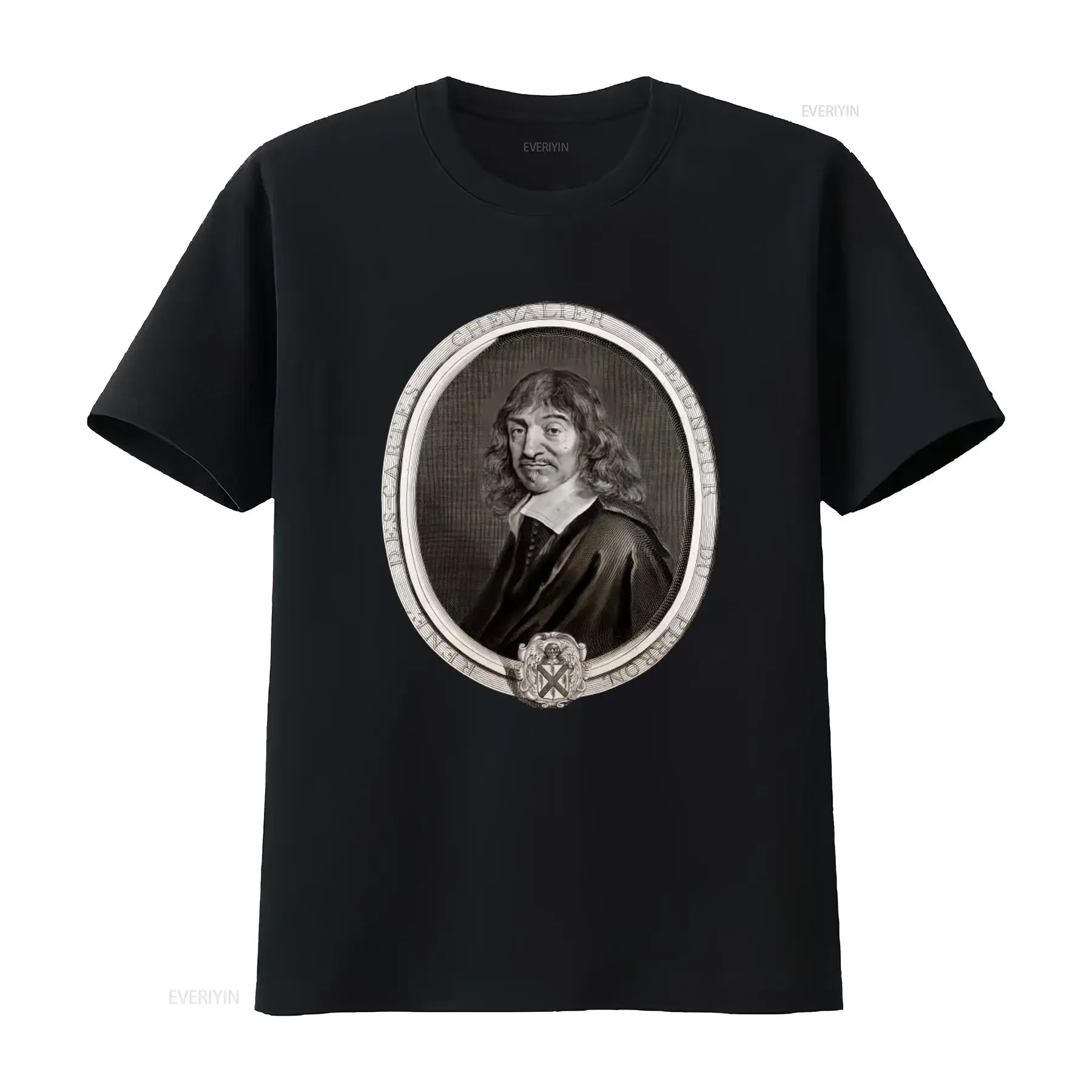 René Descartes T Shirt Philosopher Philosophy Vintage Portrait Design Unique Intellectual Apparel vintage Washed streetwear