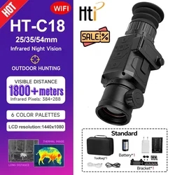 HTi Infrared Thermal Imager Camera for Hunting HT C18 Adjustable Fcous Lens Outdoor Night Vision Thermal Monocular Riflescope