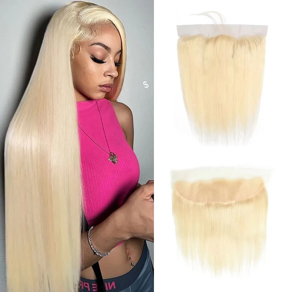 

613 Светлые прямые волосы, прозрачная кружевная застежка, 13x4, кружево спереди, предварительно выщипанные с детскими волосами, 100% человеческие волосы, плотность 150