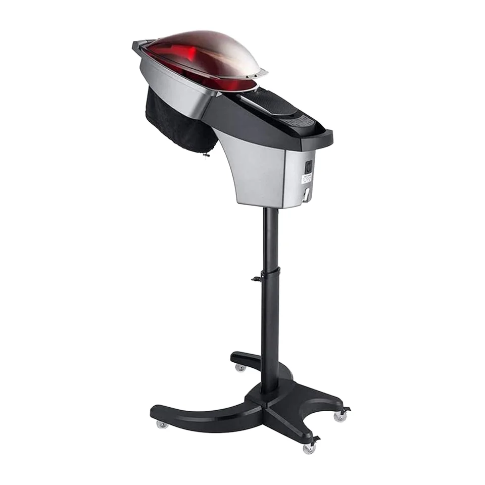 Meilanmo Professional Infrared Hair Steamer Ozone Micro Mist Salon Hair Care Tool Rolling Floor Stand Base Red Standing Type