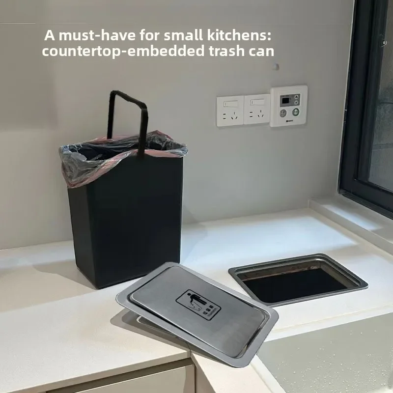 

Встраиваемый кухонный мусорный бак с откидной крышкой, скрытый контейнер для пищевых отходов, набор из трех предметов