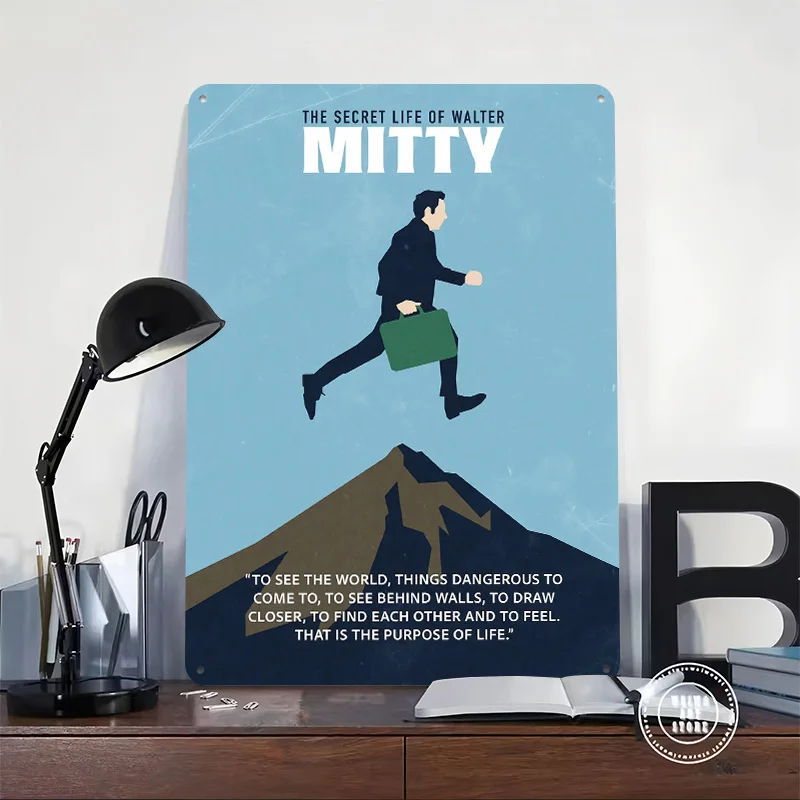 The Secret Life of Walter Mitty Printing Poster Customized Retro Wall Art Vintage Metal Signs for Mancave Room Decoration Cozy