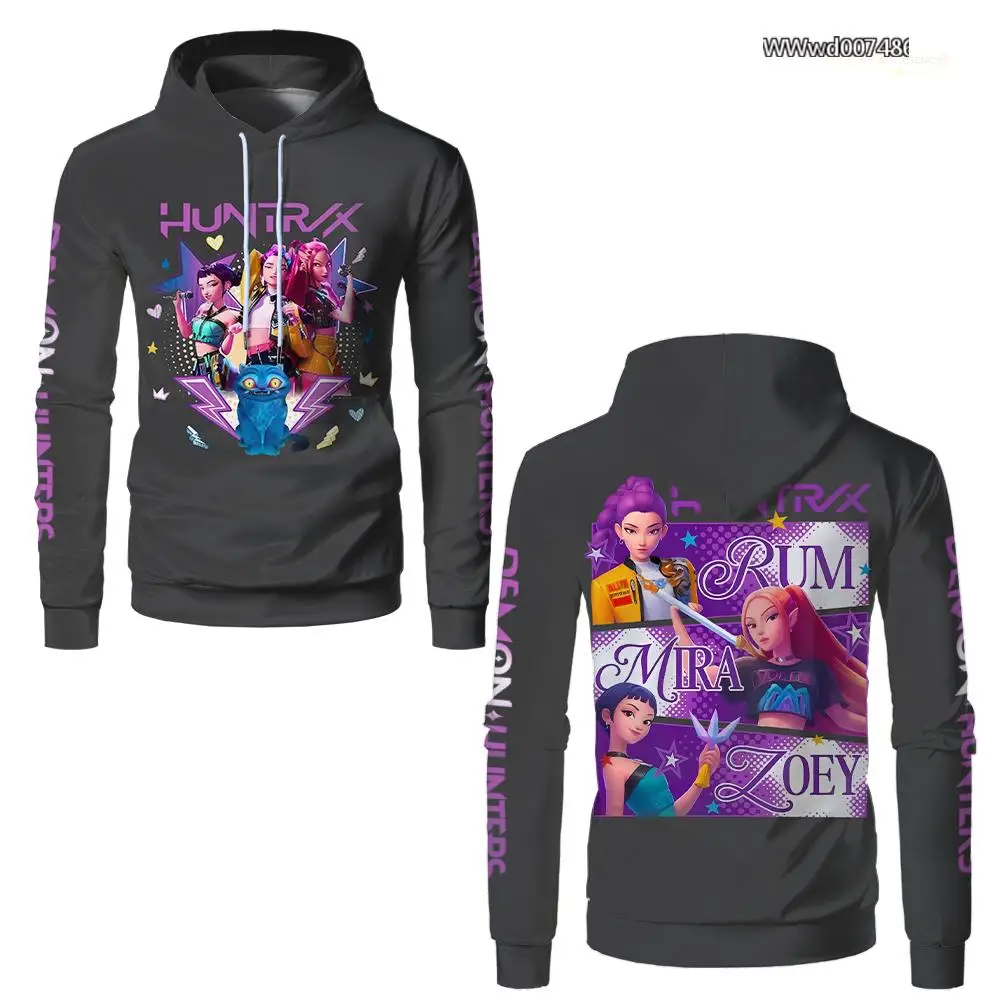 Kpop Demon Hunter Graphic Hoodies Fashion Harajuku Style Unisex Casual Long-sleeved Sweatshirts Cartoon Pattern Y2k Streetwear